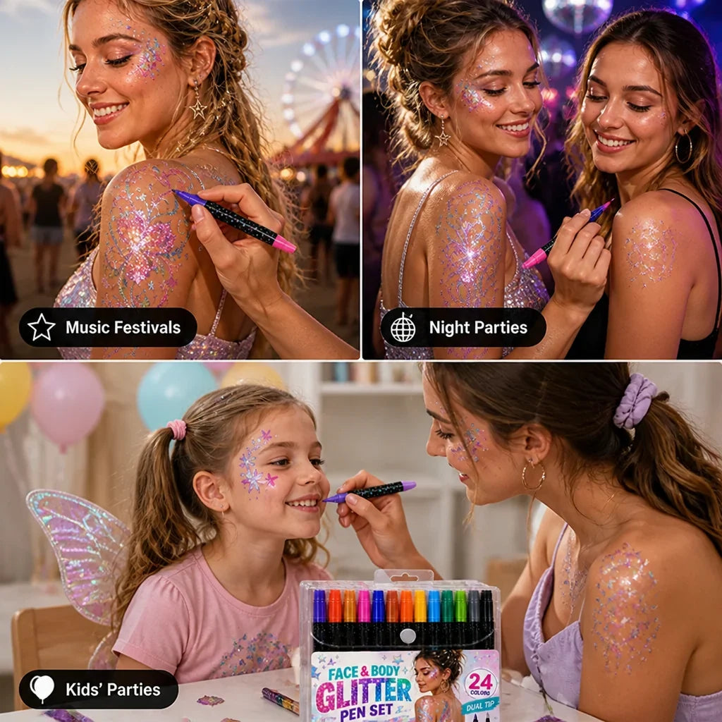 ShimmerDuo™ 24-Color Glitter Marker Set — Sparkling Looks