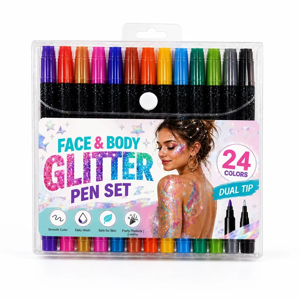 ShimmerDuo™ 24-Color Glitter Marker Set — Sparkling Looks