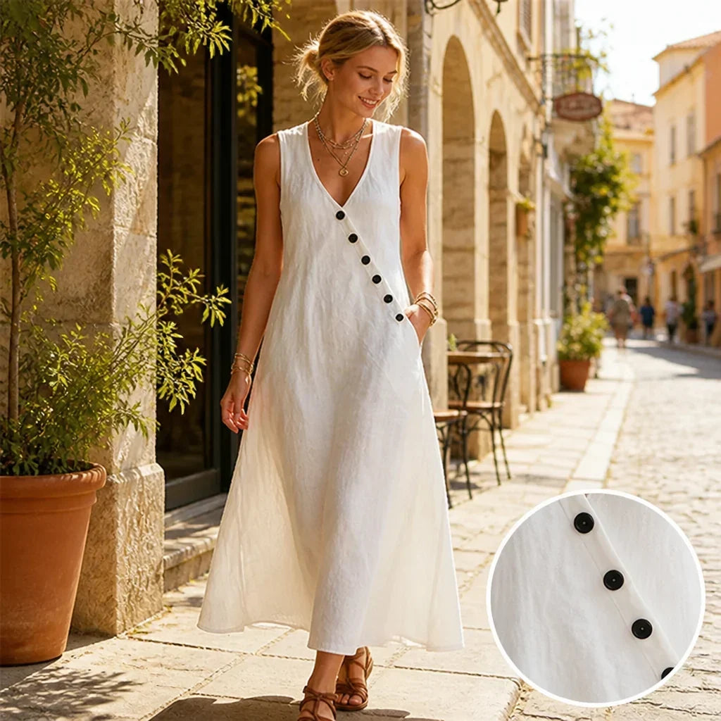 GraceDrape™ — Relaxed Long Linen Maxi Dress