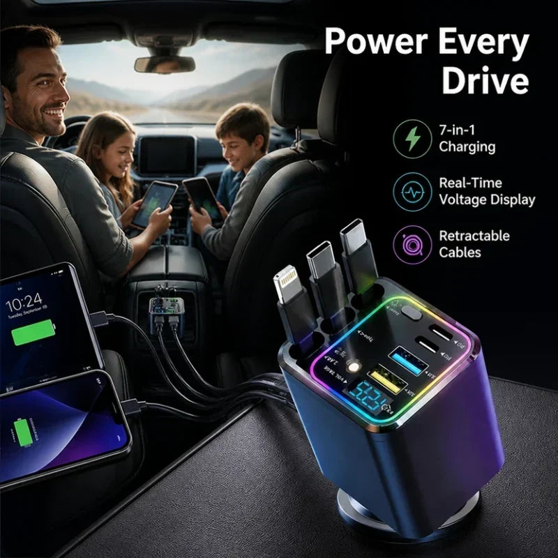 AutoVolt™ — Compact Multi-Port Car Charging Hub