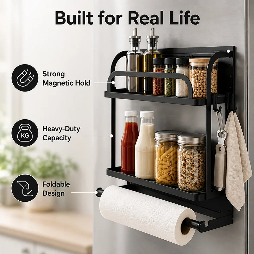 MagnaShelf™ Magnetic Fridge Storage Shelf — Instant Kitchen Space