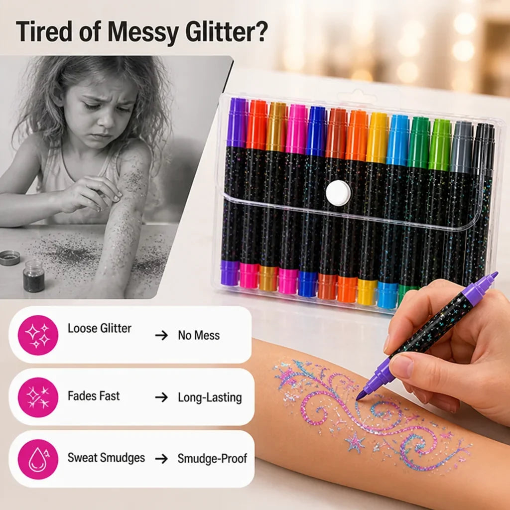 ShimmerDuo™ 24-Color Glitter Marker Set — Sparkling Looks