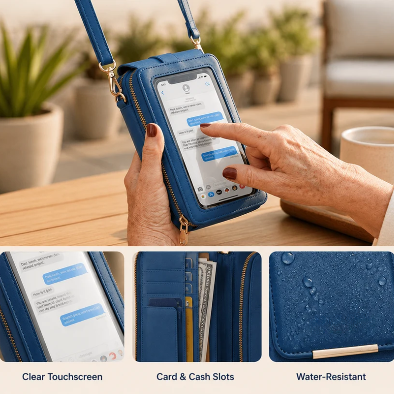 TouchPouch™ Touchscreen Crossbody Phone Wallet — Hands-Free Style