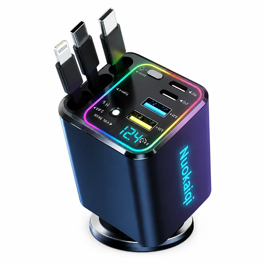 AutoVolt™ — Compact Multi-Port Car Charging Hub