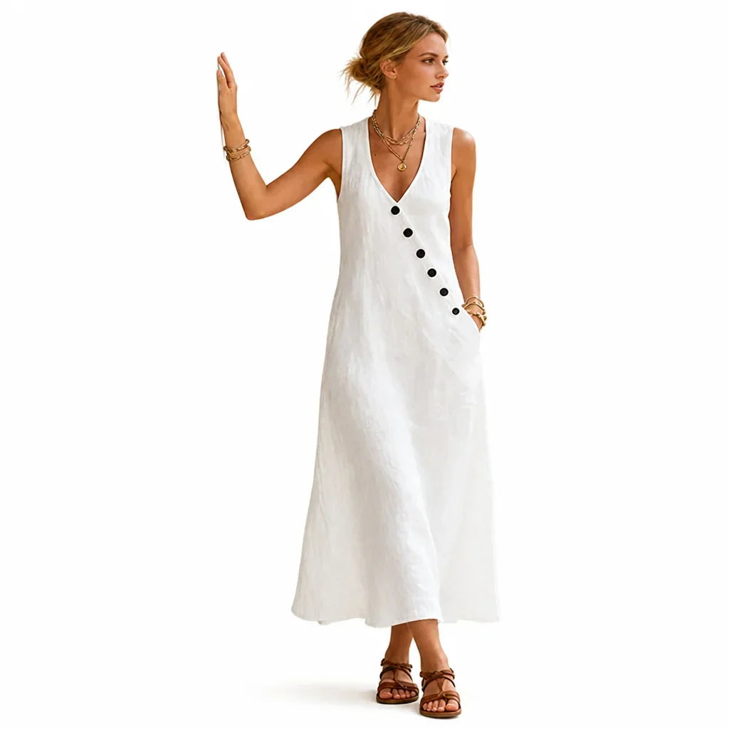 GraceDrape™ — Relaxed Long Linen Maxi Dress