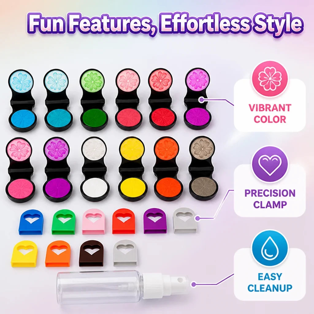HueStreak™ 12-Color Hair Chalk Set — Instant Bold Color