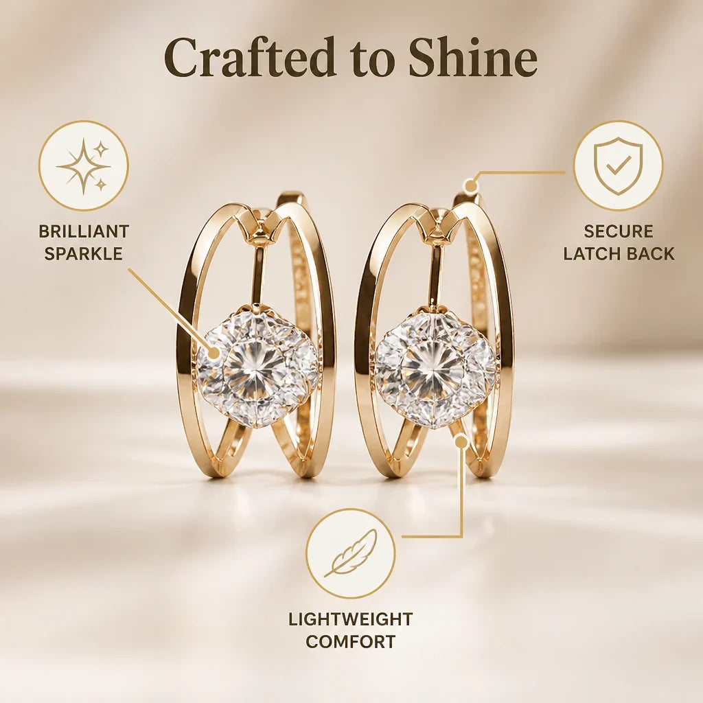 BellaGlow™ — Elegant Sparkle Hoop Earrings