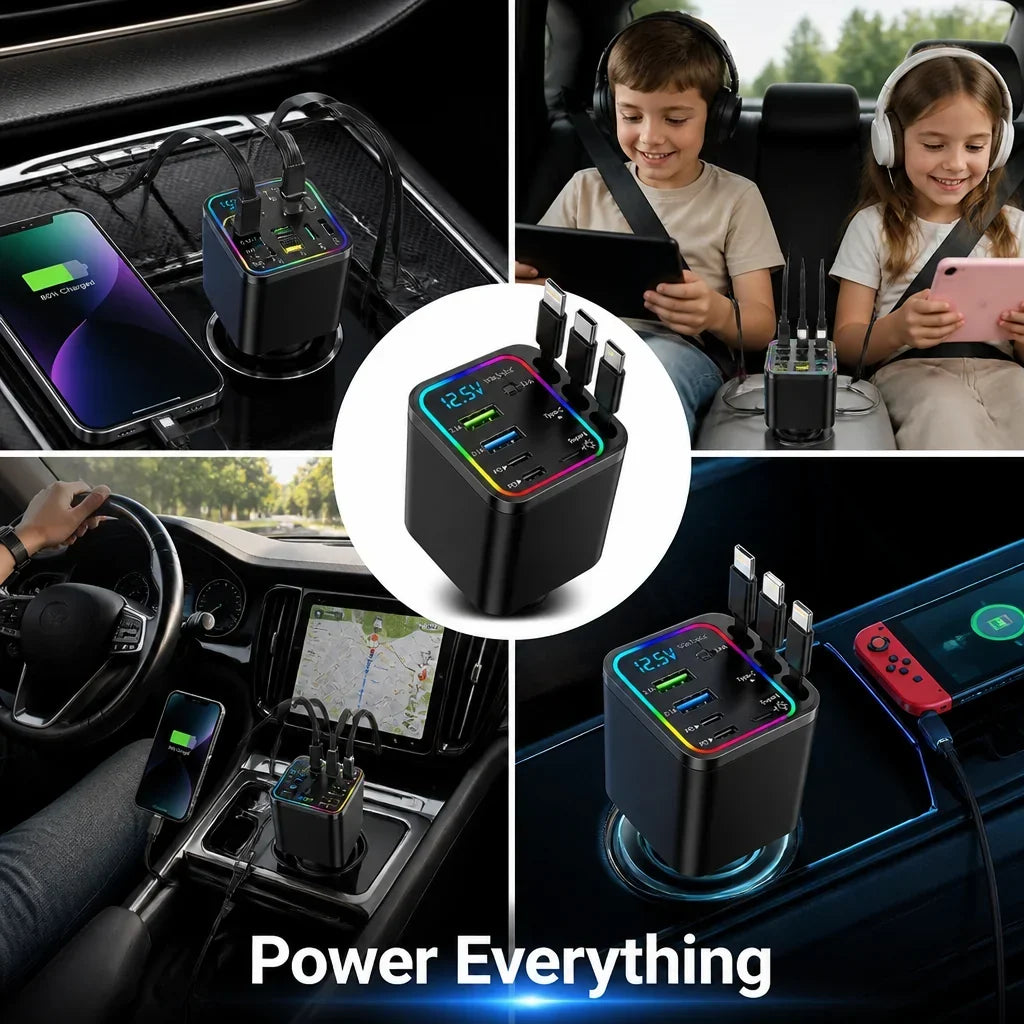 AutoVolt™ — Compact Multi-Port Car Charging Hub