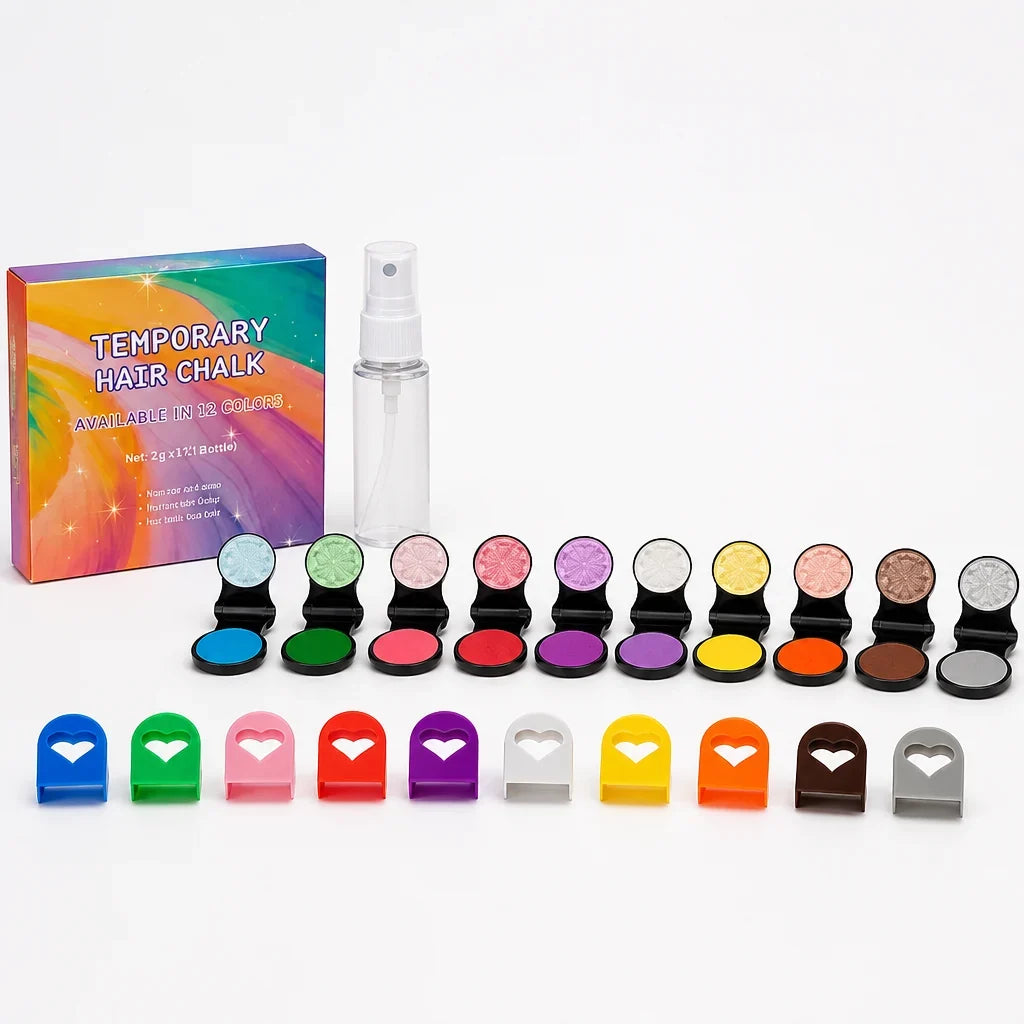 HueStreak™ 12-Color Hair Chalk Set — Instant Bold Color
